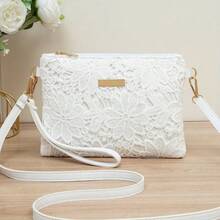 Ladies Elegant Bohemian Hollow Flower Messenger Bag Can Be Used For Daily Commuting, Vacation, Shopping Versatile Small Square Bag - White - View 2