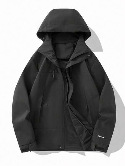 3-In-1 Outdoor Jacket Women, Waterproof Windbreaker For Hiking Black Spring