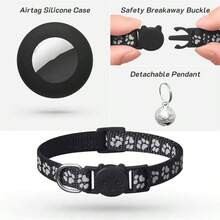 Reflective Collar With Bell Compatible With Apple AirTag Tracker Locator Protective Case Cat Neck Collar - Multicolor - View 7