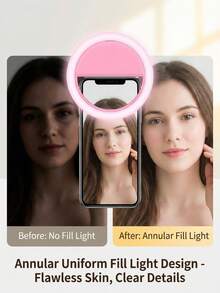 150mAh LED Selfie Light, Portable LED Light, Ring Light, Clip-On Fill Light, 3 Lighting Modes, Phone Selfie Light, Mirror Light, Suitable For Phones And Computers, Makeup, Video Calls, Live Streaming, Vlog, Perfect For Selfies And Video Calls, Photography And Videography, Charming Christmas Gift, Room Decor, Christmas Decoration, Christmas Lights - tròn - Xem 7