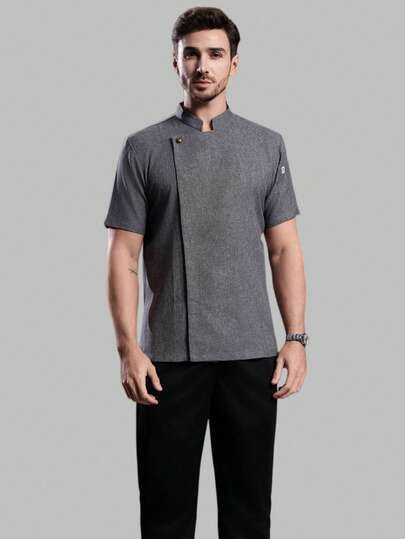 Uniforme de chef de manga corta de lino premium, adecuado para hoteles de lujo, restaurantes, panaderías, cafeterías. Duradero, lavable, resistente al desangrado, resistente a la contracción, transpirable, cómodo, suave. Botones personalizados, diseño elegante y de moda