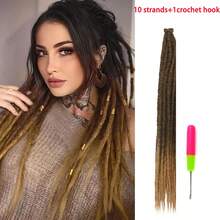 24 Inches Dreadlocks Extension 10 Strands Soft Synthetic Super Long Hippie Single Ended Dreads Ombre Blonde Loc Extensions Reggae Style Crochet Hair For Women - Multicolor - View 23