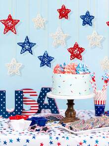 12/24pcs Set Independence Day Patriotic Star Decor - Red, Blue And White Star Ornaments, Ideal For Independence Day Home Decor, Crafts, Vase Fillers, Bowl Decorations And Party Decorations - Multicolor - View 3