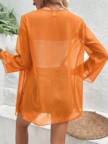 Áo khoác EARO Vacation Casual tay loe mỏng nhẹ, màu trơn - trái cam - Xem 2