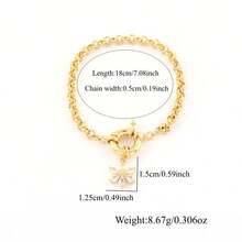 1 pieza Nuevo brazalete de cadena de acero inoxidable dorado con dije de margarita colorida clásica para mujer - margarita - Ver 2