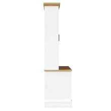 Armario alto de cocina con 6 cajones grandes, puertas de cristal, dispositivo antivuelco y raíles metálicos, 140x185 cm, mueble de almacenamiento para cocina y comedor. - Blanco - Ver 10