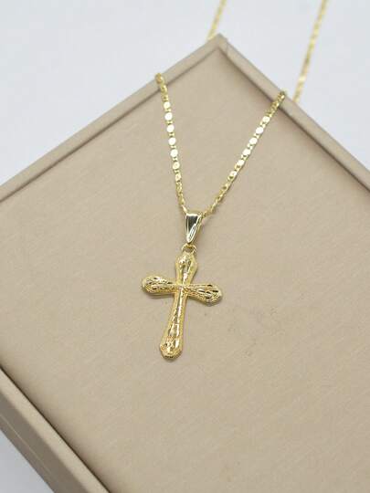 قلادة بسيطة بتصميم عصري بحجر زهرة وصليب ذهبي، مناسبة للارتداء اليومي/التجمعات/الحفلات، مجوهرات صليب مسيحية مقدسة بسيطة، مناسبة لعيد الفصح/عيد الأب/المناسبات الإسلامية، بركات الأعياد، مجوهرات بسيطة، إكسسوار متين، هدية مثالية