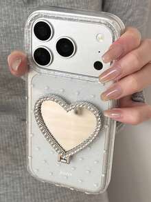 Ốp lưng điện thoại trong suốt đính kim cương lấp lánh hình trái tim, họa tiết sóng chấm bi, tương thích với iPhone 17 Pro Max 17 Pro 17 16 Pro Max 16 Pro 16 15 Pro Max 15 Pro Max 15 Pro 15 14 Pro Max 14 Pro 14 13 Pro Max 13 Pro 13 12 Pro Max 12 Pro 12 11 Dễ thương và cá tính - Trái tim tình yêu nhỏ bé - Xem 2