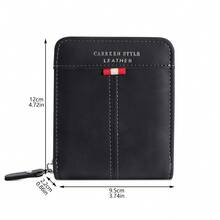 CarrKen 1pc New Vintage Stylish Multi-Function Zipper Wallet, Contrast Color Card Holder For Young Men And Students, For Him - Black - View 3