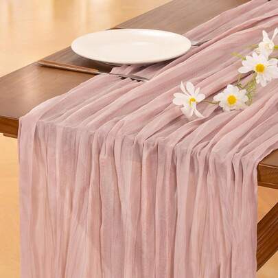 Socomi Dusty Pink Cheesecloth Gauze Table Runner 10ft 29x120 Inches Boho Rustic Wedding Tablecloth Bridal Shower Wedding Party Decoration