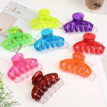 1pc Oversized Transparent Neon Pumpkin Claw Clip, Versatile Minimalist Design Hair Accessory,Festival,Party - Multicolor - View 4