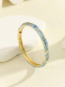 1pc Fashionable New Bohemian Style Gold-Plated Star Enamel Bracelet, Suitable For Girls And Women - White - View 2