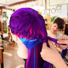 人体模型头美发造型训练模型美容娃娃头合成纤维假发带夹子支架 - 查看 10