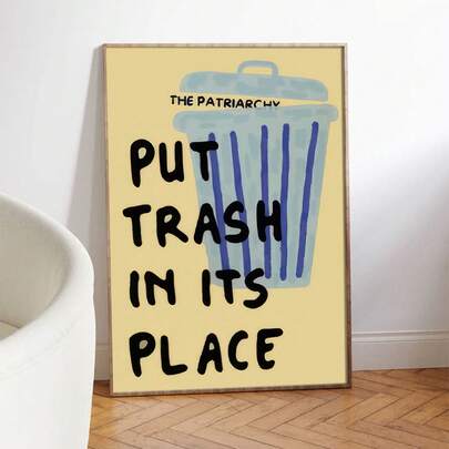 1 件墙面装饰画，复古海报，艺术印刷品，以垃圾桶为主题，帆布油画，颂扬女权主义，独特而富有想象力的墙面装饰美学，非常适合提升卧室和客厅的格调，不含画框