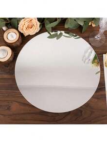 1pc Acrylic Circular Mirror Dining Mat, Silver Shatterproof Mirror Coaster, Circular Wedding Mirror Wall Sticker, Party Wedding Desktop Candle Tray, Candle Holder, Suitable For Center Decoration And Wedding Decoration - Multicolor - View 9