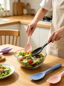 4件套多功能硅胶鸭嘴勺套装，多功能硅胶刮刀工具，耐热厨房烹饪勺具，全封闭平头沙拉勺，搅拌工具沙拉勺烘焙工具，适用于烹饪、烘焙等。 - 彩色 - 查看 2