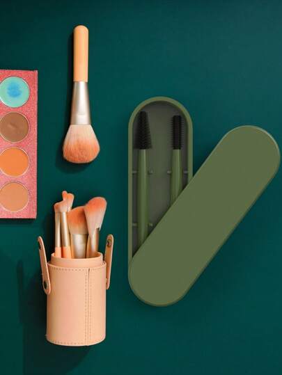 Bộ 2 cọ chải mi và lông mày kèm hộp đựng, cọ trang điểm di động có thể tái sử dụng, cọ chải mi lông mềm.