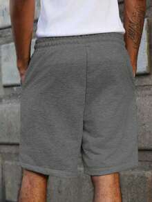 Men's Casual Drawstring Waist Knit Shorts, Suitable As Father's Day Gift, Available In Multiple Colors, Lightweight And Breathable Summer Shorts - Dark Grey - View 2
