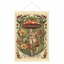 1 Framed/Unframed Warm Pastoral Plant Mushroom Mouse Children's Room Wall Art Canvas Poster Print, Minimalist Quirky Folk Art Aesthetic Decor, Suitable For Apartment, Living Room, Bedroom, Modern Home - Multicolor - View 3