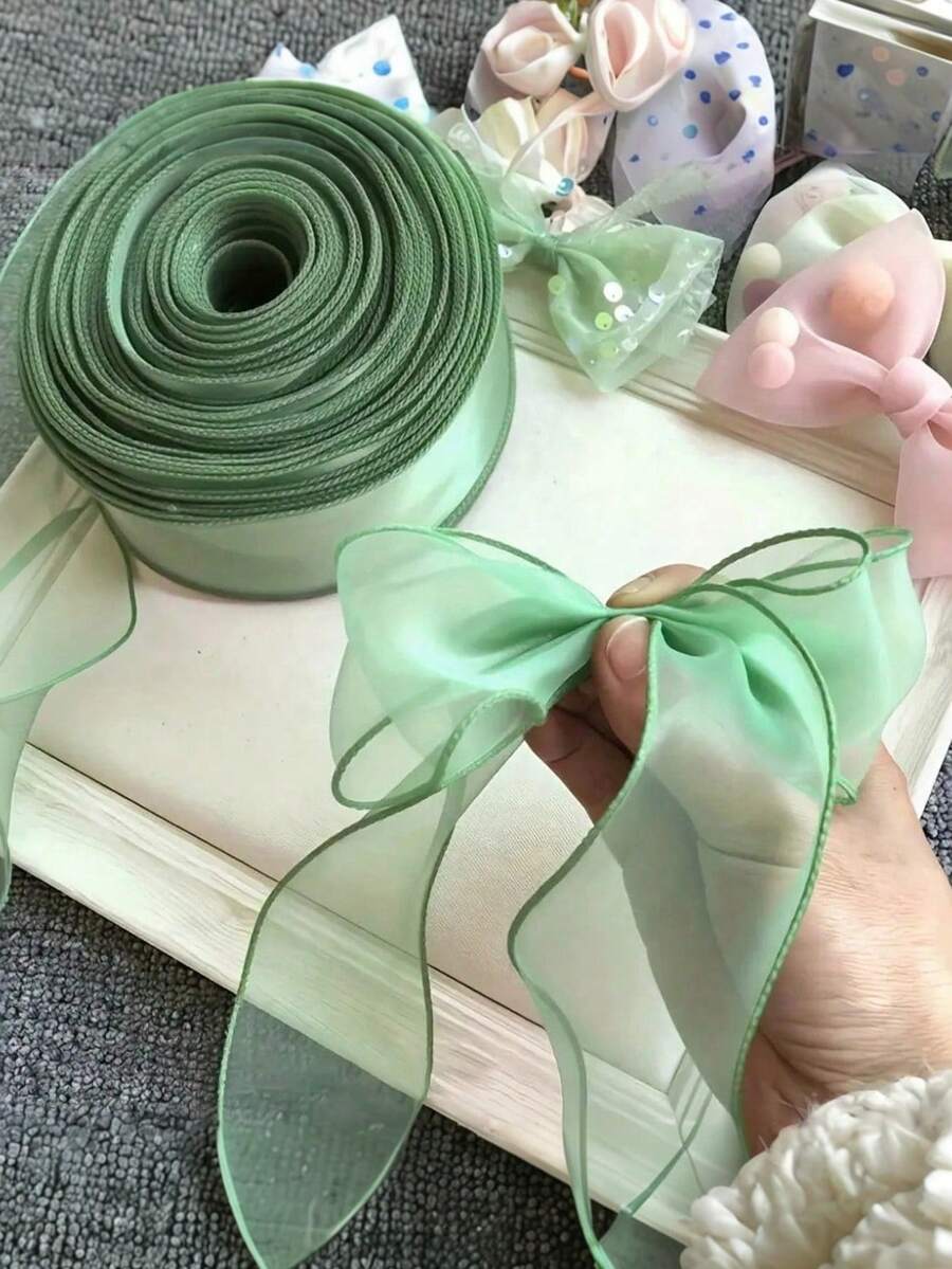 10码/卷 丝绒边缎带，纯色光滑工艺缎带，适用于婚礼花束、母亲节和教师节礼物包装、派对装饰、万圣节DIY，多种颜色可选，可用于制作花朵和蝴蝶结