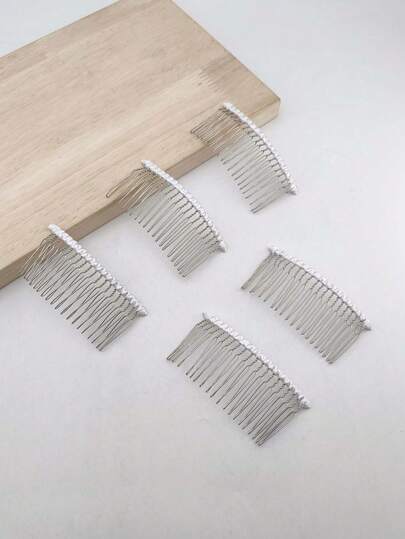 1/3/5 chiếc lược cài tóc bằng hợp kim sắt màu trơn, 20 răng, dài 3.8cm, thích hợp sử dụng hàng ngày.