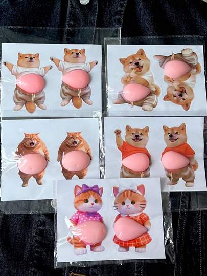 可爱3D狗狗贴纸，柔软挤压泡泡贴纸，狗狗猫咪减压贴纸，超强减压玩具贴纸，DIY装饰贴纸，趣味礼物，减压玩具，完美装饰品，礼品
