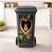 1 pieza Pegatina plana autoadhesiva para bote de basura, Pegatina de bote de basura con diseño de ardilla, corazón y árbol, Calcomanía de bote de basura con diseño animal, Decoración del hogar impermeable de PVC, Material de PVC, Fácil de pelar y pegar, Pegatina de arte plano, Almacenamiento de cocina - A - Ver 3