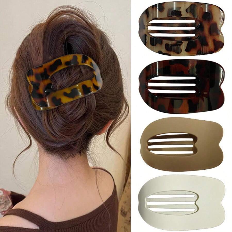 Medium Leopard Print Acrylic Octagonal Hair Claw Clip, Minimalist Style Hair Accessory For Work Hairstyles,Hair Clip,Birthday
