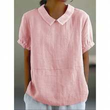 New Solid-Color Cotton-Linen Tops For Women, Spring Collection - White - View 9