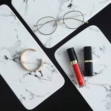 Khay đựng đồ dùng nhà tắm sang trọng viền vàng họa tiết vân đá cẩm thạch, khay đựng đồ trang điểm hình chữ nhật, thích hợp để trên mặt bàn, bàn trang điểm, nhà bếp, trưng bày mỹ phẩm và trang sức. - Nhiều màu - Xem 5