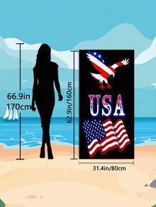 1条超大号美国国旗老鹰印花沙滩巾/浴巾，尺寸90x180厘米/150x200厘米，速干超柔软吸水超细纤维材质，防晒防沙，是游泳池、海滩、旅行、度假、浴室、游泳、瑜伽、露营的必备单品，男女皆宜，夏季户外单品，派对装饰，度假海滩必备，返校必备，毕业/教师节礼物，婚礼回礼 - 鷹 - 查看 12