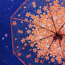 3-Fold Transparent Sakura Flower Umbrella, Windproof And Rainproof, Lightweight Foldable Umbrella, Cute Japanese Style Sakura Flower Umbrella Suitable For Travel, Wedding, And Daily Commute - Multicolor - View 6