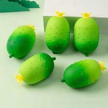 1 pieza Juguete de estrés para apretar frutas y verduras, Juguete antiestrés de pepino de rebote lento - Multicolor - Ver 5