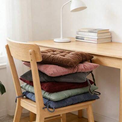 1pc Thick Corduroy Chair Cushion, Warm Office/Classroom Seat Pad, Square Dining Chair Cushion, Breathable Student Seat Cushion