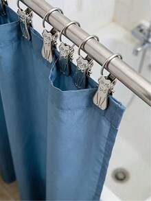 装饰性浴帘挂钩，重型复古风格浴帘夹，可移动和固定式浴帘 - 銀色 - 查看 5