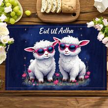 1pc/4pcs/6pcs Linen Placemat With Sheep Pattern Print, Eid Al-Adha Decor, Eid Al-Adha Gift, Suitable For Dining Table, All Season Decoration, Modern Washable Tabletop Mat, Room Decor, Coaster, Kitchen Dining Mat, Indoor Outdoor Party Decor, Home Decor, Ideal Gift - Multicolor - View 8