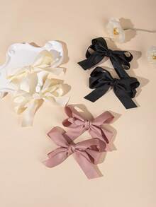 1/2pcs Fresh & Sweet Double-Layer Ribbon Bow Hair Clips, Ponytail Friendly Princess Hair Accessories Suitable For Party & Daily Wear - Multicolor - View 1
