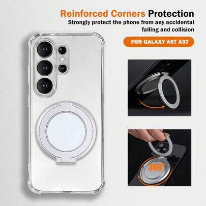 奢华透明手机壳，内置360°旋转指环支架，兼容三星Galaxy S26 Ultra S26+ S26 S25 S24 S23 S22 S21 A55 A54 A53 A52 A37 A36 A35 A34 A26 A25 A17 A16 A15 A14