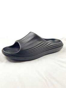 1 Pair Solid Color Casual Basic EVA (Ethylene-Vinyl Acetate Copolymer) Slippers, For Indoor & Outdoor Wear - Black - View 10