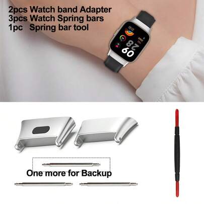 6pcs Watch Tool Adapters Set Including 2pcs Watch Connectors Compatible With Redmi Watch 3 / Watch Lite 3 Watchband Metal Connector Watch Accessory, With 3 Pcs Raw Ears And 1 Pc Disassembly And Assembly Tool