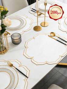 1-200片装 36*34厘米 刺绣餐垫，简约花卉图案，适用于家庭、餐厅、餐桌、家居装饰、婚礼、节日派对，易于清洁，可擦拭，防滑，优雅，节日专属 - 彩色 - 查看 22