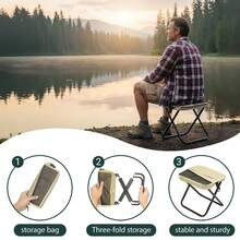 2 In 1 Foldable Backpack Stool Portable Mini Outdoor Camping Folding Seat Chair With Shoulder Straps - A - Xem 5