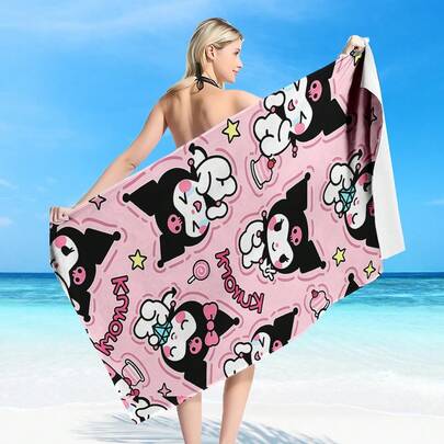 SANRIO 1 Khăn tắm biển chủ đề Hello Kitty, với các đường cong mềm mại, màu sắc pastel dịu nhẹ, làm nổi bật không khí mùa hè, dễ thương, nhanh khô, không bám cát, siêu mềm, tiện lợi khi đi du lịch - Thích hợp cho bơi lội, kỳ nghỉ biển, tiệc bể bơi, cắm trại ngoài trời, cũng có thể dùng làm khăn trải ghế sofa, khăn trải giường hoặc thảm yoga, món quà chủ đề sáng tạo dành cho bạn bè và gia đình, thích hợp cho kỳ nghỉ biển, thấm hút hàng ngày và nhiều trường hợp khác.