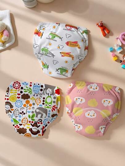 3pcs/Pack Reusable Potty Training Pants For Babies, Waterproof, High Absorbency, Soft & Comfortable, Leak-Proof, Convenient For Parenting