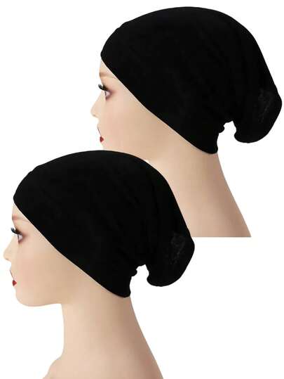 jike vande 2件套女士圆柱形纯色基础款头巾/帽子