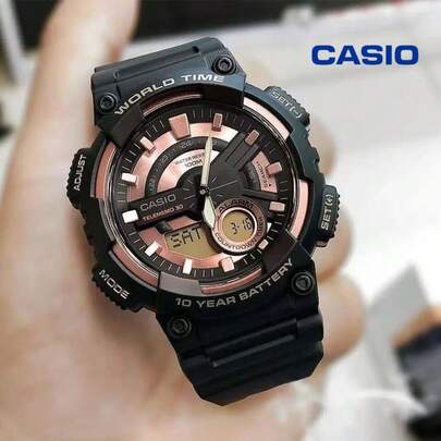  Đồng hồ thể thao chống nước Casio AEQ-110, pin dùng được 10 năm, hiển thị giờ thế giới, đồng hồ đeo tay kỹ thuật số.