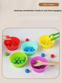 1pc Toddler Counting Color Sorting Stacking Toy, Clip Sorting Set, Montessori Preschool Learning Activity, STEM Math Manipulative Toy, Educational Toy To Develop Children's Hands-On Ability - Multicolor - View 4