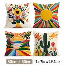 4er Set Kaktus Design Kissenbezüge - 1 Stück Pfirsich Samt Zierkissenbezug 45cm*45cm - Verschiedenfarbig - Übersicht 14