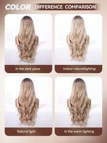 Peluca sintética de onda corporal de 26 pulgadas 13*4 con encaje frontal para mujeres, con reflejos de rubio ceniza a marrón ombre, de aspecto natural y resistente al calor para uso diario, fiestas y vacaciones - Multicolor - Ver 9