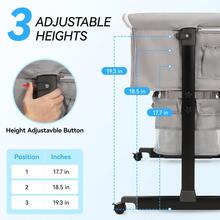 3-In-1 Baby Crib | Baby Bassinet,Height Adjustable Baby Bed With Smooth-Glide Wheels & Breathable Mesh, Newborn Essentials Gift For New Moms,Baby Need - Light Grey - View 6
